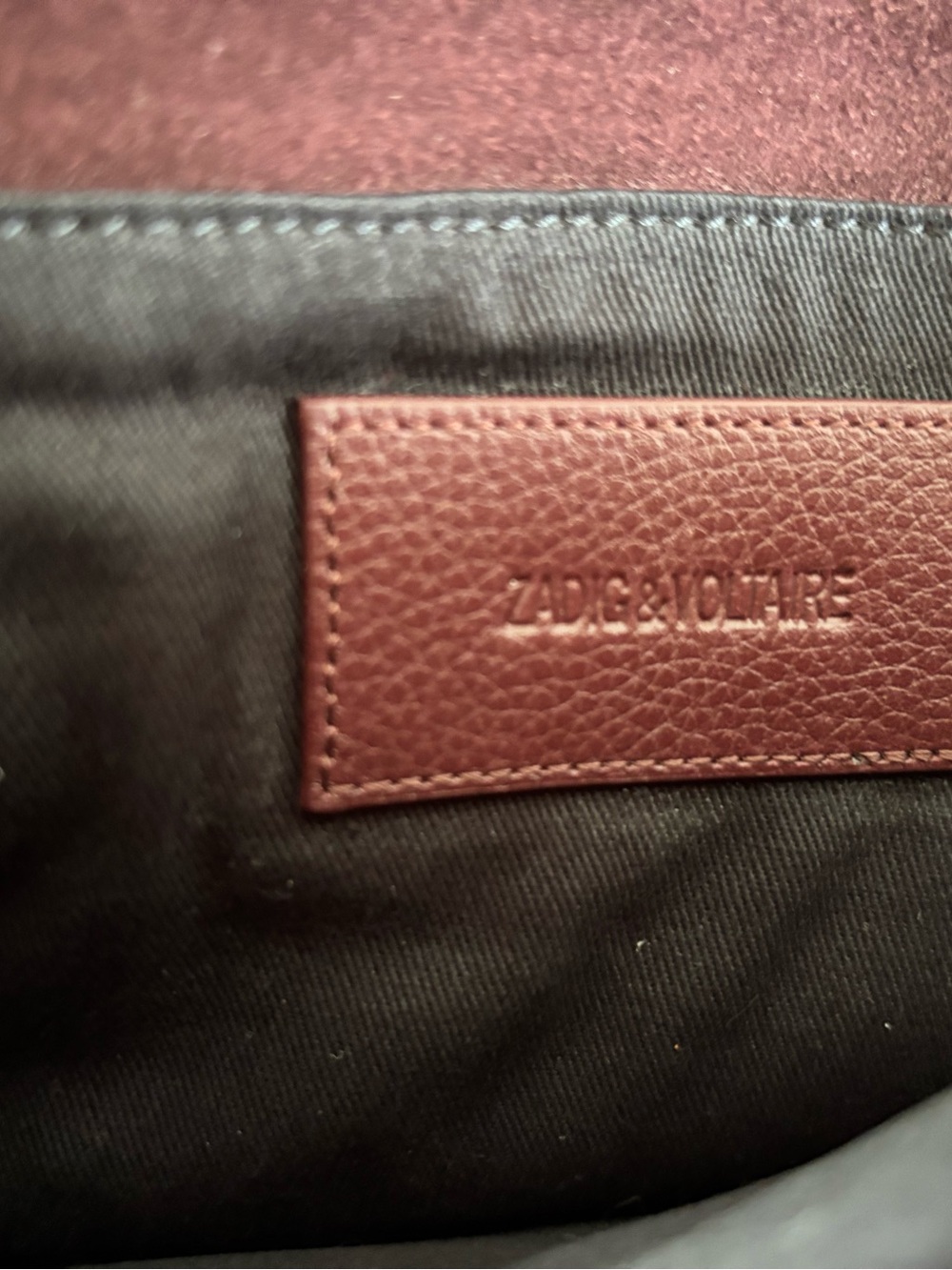 Zadig & Voltaire Burgundy Suede Shoulder Bag with Silver Chain - Picture 7 of 8